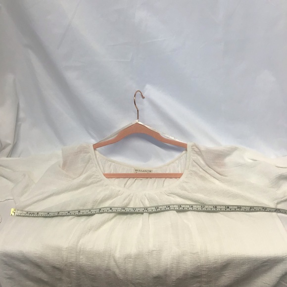 Billabong boho white cotton blouse peasant blouse with long sleeves crochet trim - Picture 10 of 16